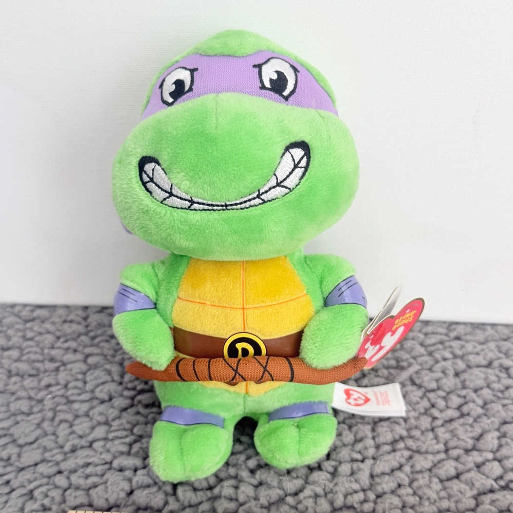 Ty Beanie Babies TMNT Donatello Plush Kids Small Green New Nickelodeon 2017 6.5"